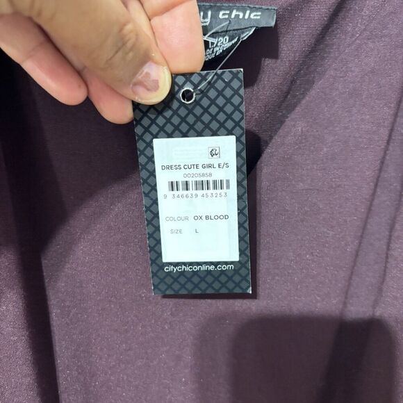 NWT City Chic Maroon Plus Size Dress Women Pockets‎ Size Large Size 20 - Picture 5 of 8